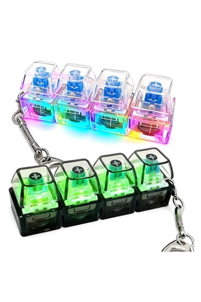 2026 New 2 Pcs 4-In-1 Keyboard Adult Fidget Clicker Toy 2 Style Sound Keyboard Fidget Keychain Cube Mechanical Key Button Clicker Stress Relief Gift for Office Home Pass Time Release Stress