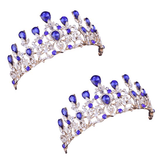 DESIGNICE 2026 New 2 Pcs Crown,Elegant Bridal Tiara Tiaras for Women,Comfortable Fit Stunning Crystal Design Crowns for Women,Blue