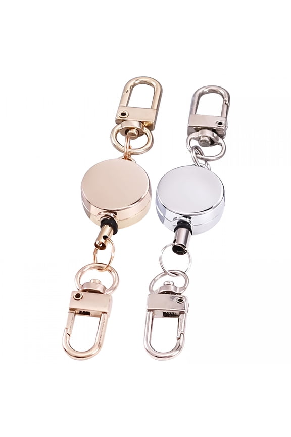 2026 New 2 Pcs Easy-To-Pull Key Ring Chain Chains Lanyard Retractable Keychain Heavy Duty Multi-Functional Id Card Holders Work Retractable Key Ring