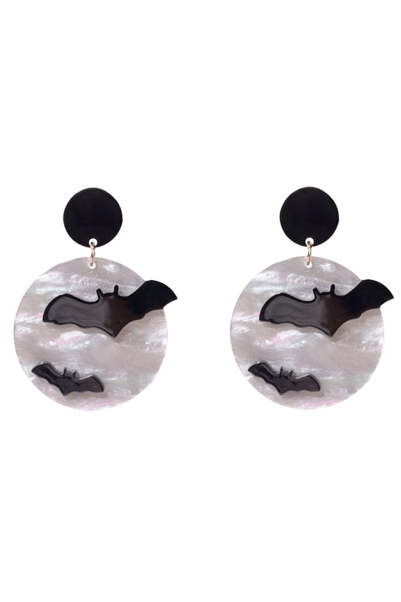 2026 New 2 Pcs Gothic Halloween Earrings for Women-Black Acrylic Bat/Pumpkin Drop Pendants (7Cm),Lightweight Witch Vampire Party Jewelry,Spooky Holiday Accessories(Multi-Color)