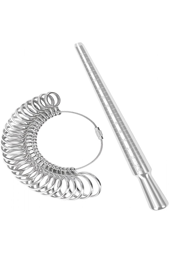 2026 New 2 Pcs Ring Size Measuring Tool Set Metal Ring Gauges for Ring Measuring,Integrated Tapered Solid Ring Mandrel Measuring Tool for Ring Repair and Sizing,Jewelry Size Measurement