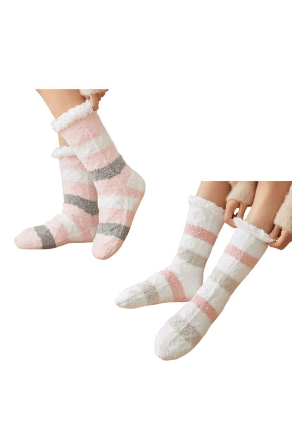 2026 New 2Pairs Socks Plush Warm Fuzzy Socks Cozy Long Socks for Indoor Comfort Style3 for Lounging Relaxing Cold Nights Home Wear Indoor Use.