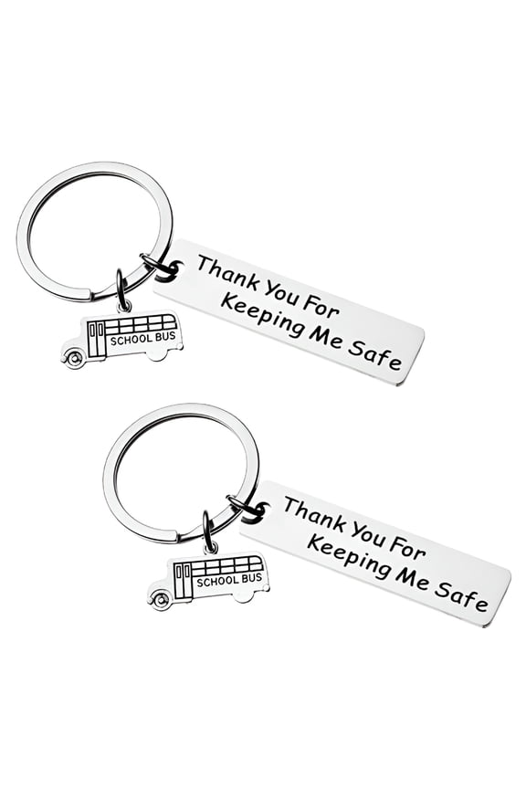2026 New 2Pcs Bus Keychain, Bus Driver Appreciation Gift, Thank You Jewelry Gifts Keyring for Driver
