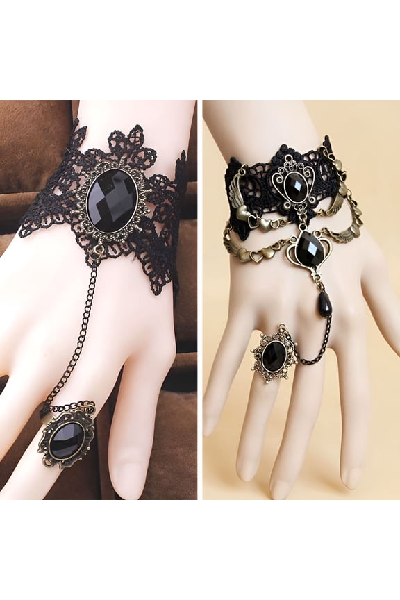 2026 New 2Pcs Goth Accessories,Bold Gothic Spirit Demon Goth Jewelry,Dark Edge Punk Vibe Gothic Valentines Day Gifts
