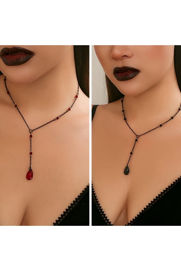2026 New 2Pcs Goth Accessories,Metal Emo Accessories,Teardrop Choker Necklaces for Woman,Black