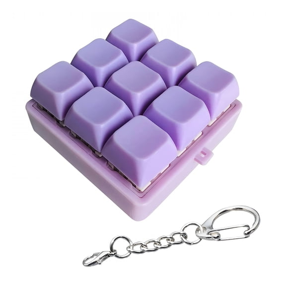 DESIGNICE 2026 New 2Pcs Keyboard Fidget Toy Click Keychain Stress Relief Button Toy 9-In-1 Keyboard Decompression Button Gift for Adult Colorful Macaron for Office, Home, School, Travel, Relaxation