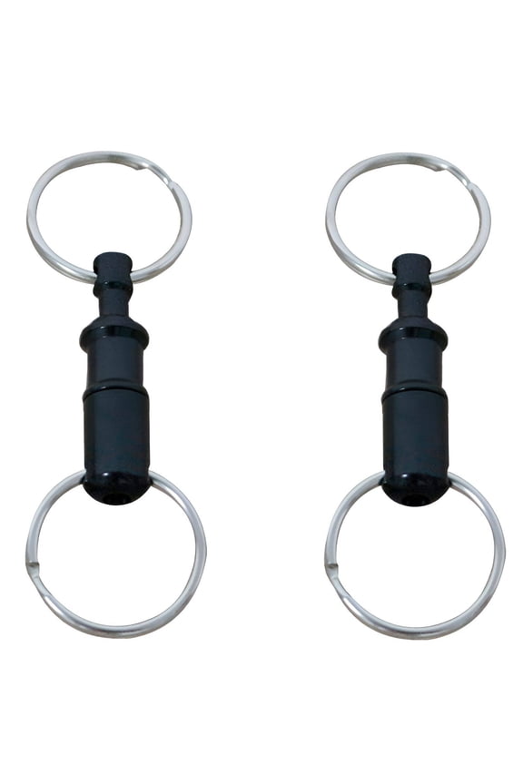 2026 New 2Pcs Quick Release Keychain Metal Double Ring Key Chain Sturdy Durable Key Ring Black for Keys Bags Wallets Backpacks Everyday Carry.