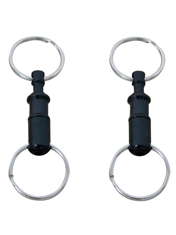 2026 New 2Pcs Quick Release Keychain Metal Double Ring Key Chain Sturdy Durable Key Ring Black for Keys Bags Wallets Backpacks Everyday Carry.