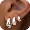 thumbnail image 1 of DESIGNICE 2026 New 3 Pairs Gold Hoop Earrings Set for Women,Chunky Gold Silver Earrings,14K Gold Filled,Hypoallergenic,Small Huggie Hoops,Lightweight Thick Trendy Hoop Earrings, 1 of 7