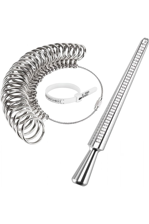 2026 New 3 Pcs Ring Sizer Ring Measurement Tool A-Z Metal Finger Gauge Size Measure Set Rings Diameters Measuring Belt for Men Women Rings Sizing Kit Jewellery Ring Mandrel Stick
