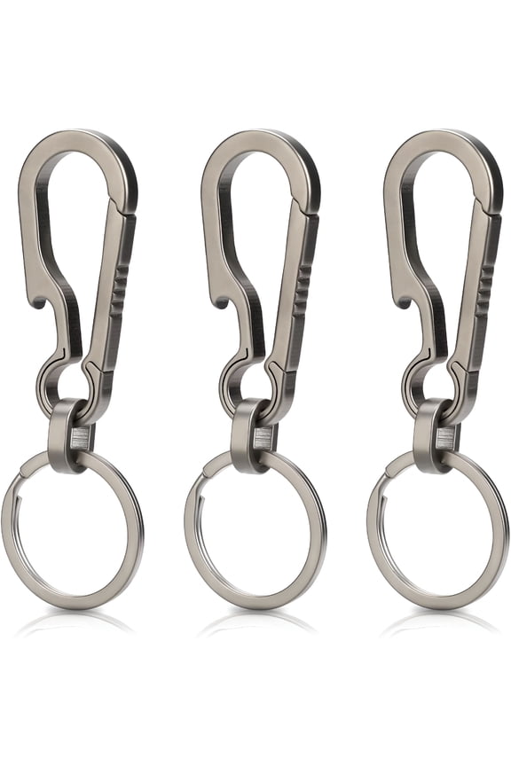 2026 New 3 Pcs Titanium Carabiner Keychain Clip Hook Small Backpack Clip Heavy Duty Keychain Grips Backpack Clasps Anti Lost Quick Release Key Chain Organizer with Key Ring
