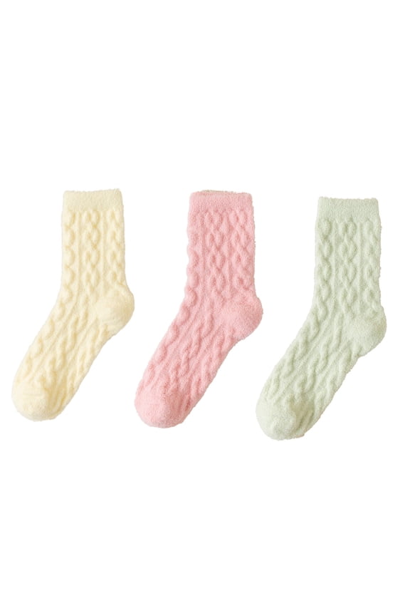 2026 New 3Pairs Socks Snuggly Fuzzy Socks for Cold Nights Plush Long Socks for Maximum Comfort Ideal Footwear for Relaxing Indoors for Lounging Bedroom Indoor Cozy Style7