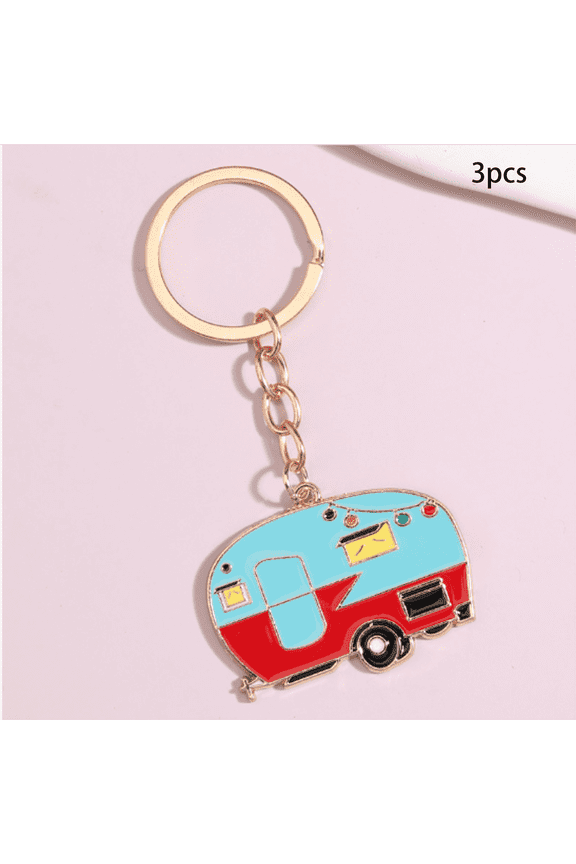 2026 New 3Pcs Key Chain Trendy Enamel Key Holder Creative Camper Van Keychain Lanyard Perfect for Travel Enthusiasts for Backpack Keys Car Wallet