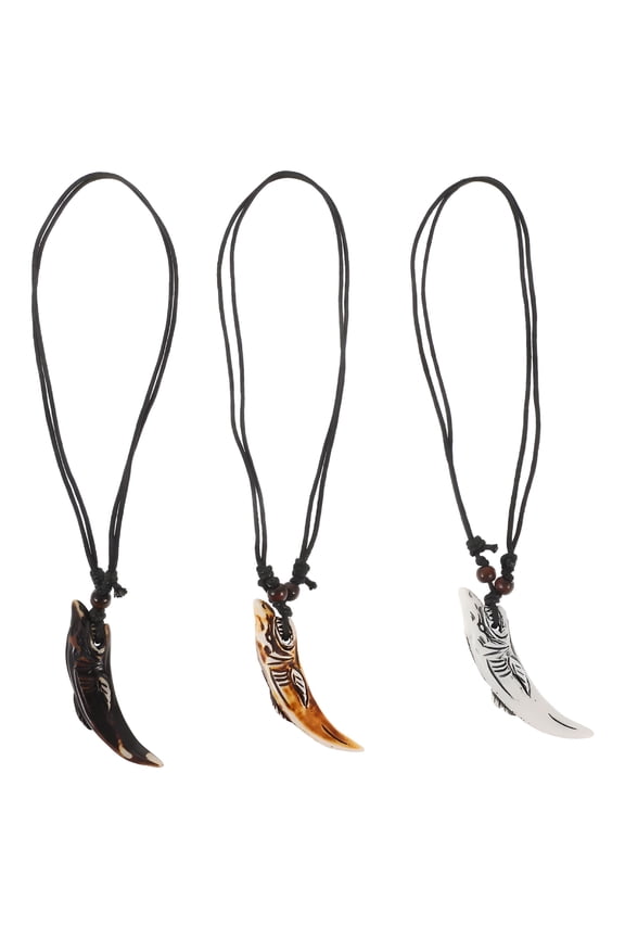 2026 New 3Pcs Shark Teeth Necklace Shark Teeth Necklace Carving Shark Teeth Pendant for Beach,Casual,Festival,Party