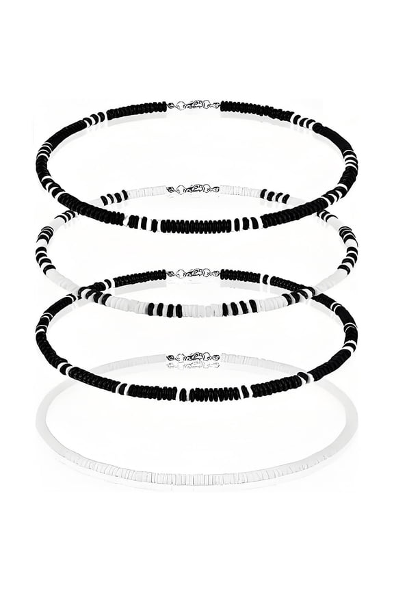 2026 New 4Pcs Shell Necklace Bohemian Style Seashell Necklace Colored Clay Beads Surfer Necklace for Men Style 1 for Beachwear, Surfing, Casual Outfits, Summer Vibes, Outdoor Adventures