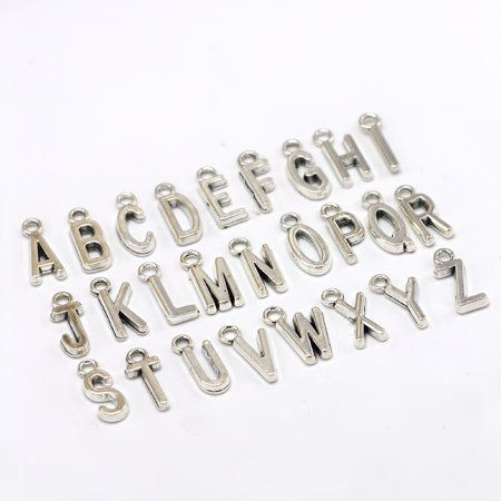DESIGNICE 2026 New 50Pcs English Alphabet S Pendant Alloy Charms Diy Jewelry Making Accessories for Necklace Bracelet (Antique Silver)
