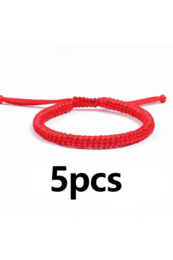 2026 New 5Pcs Red Bracelets for Women Lucky Red Rope Bracelet Couples Bracelets Amulet Protection Braided Rope Matching Bracelets Red Style 1