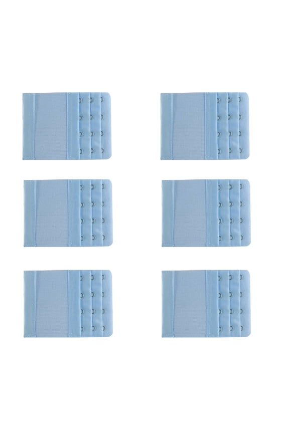 2026 New 6 Pcs Bra Extender 3.8" Elastic Stretch Three Row and Four Fasteners Bra Extension Strap Skin Friendly Fabric Bra Back Extender for Everyday Travel Blue