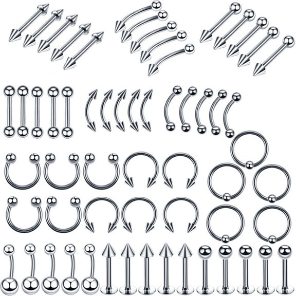 DESIGNICE 2026 New 60 Pcs Belly Button Piercing Stainless Steel Belly Piercing Bend Barbell Titanium Belly Button Rings 1.2*8Mm for Body Jewelry Daily Wear Beach Days Special Occasions.
