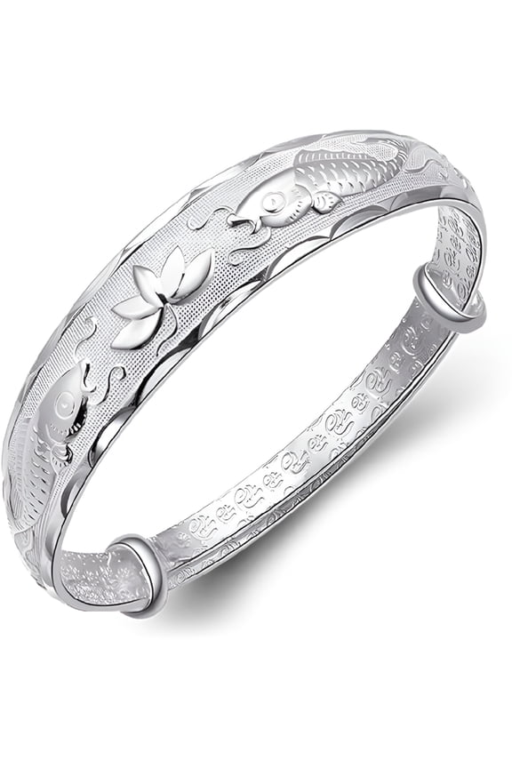 2026 New 925 Sterling Silver Cuff Bangle Bracelets Adjustable Jewelry Fashion Simple Open Bangles Cuff Jewelry for Women Mom Wife Mothers Day Valentine Gift
