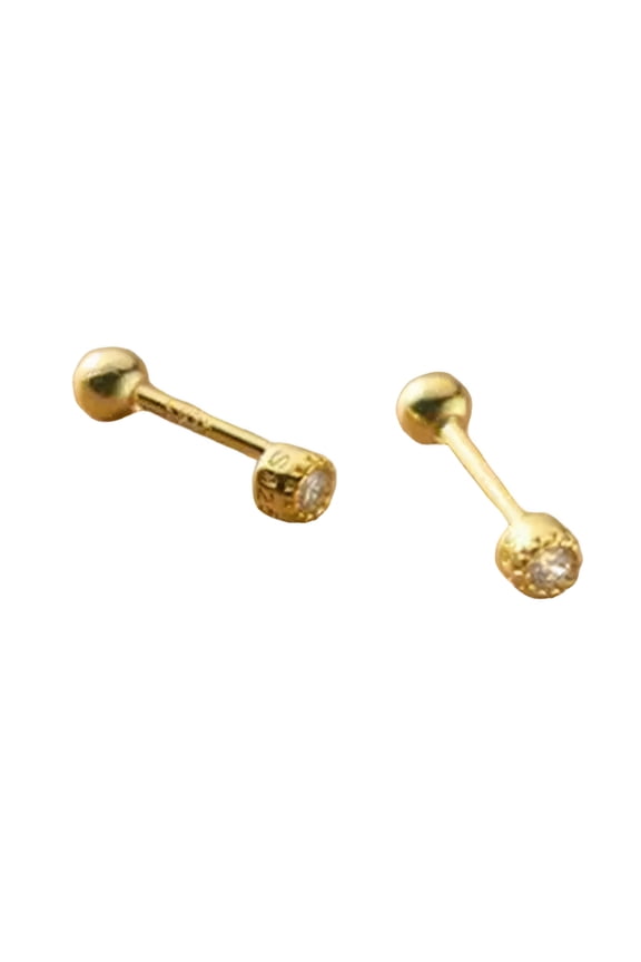 2026 New 925 Sterling Silver Tiny Round Cz Tragus Helix Screw Back Stud Earrings-Gold Tragus Jewelry,Tragus Earring