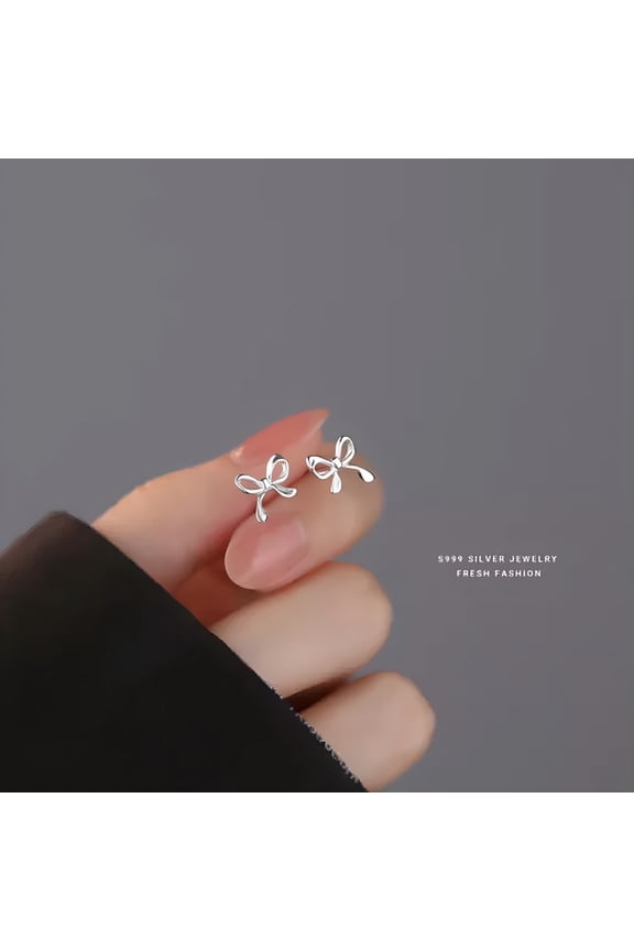 2026 New 925 Sterling Solid Silver Bow Earrings Bow Knot Bow Drop Earrings Elegant Gold for Party,Office,Casual,Wedding,Dinner
