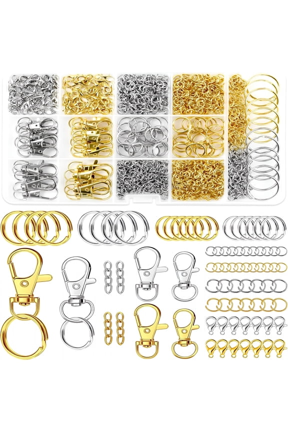2026 New 990Pcs Keychain Making Kit-Keychain Kit with Key Ring,Key Chain Clip,Lobster Claw Clasps,Swivel Snap Hook,Jumprings&Extender Chain for Crafts,Diy Projects and Jewelry Making