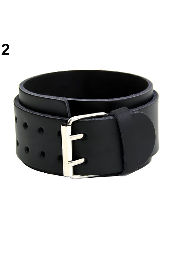 2026 New Adjustable 2 Layers Men'S Faux Leather Wristband Buckle Cuff Bangle Bracelet Faux Leather Black for Casual Wear, Daily Outfits, Party, Outdoor Activities, Fashion Accessories.