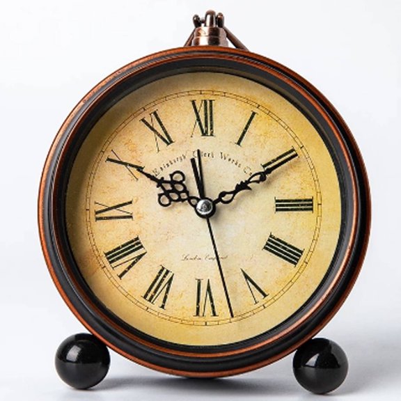DESIGNICE 2026 New Alarm Clock,Distinctive Metal Flower-Hand Clock for Bedroom,Silent Non-Ticking Table Clock with Strong Alarm Ring