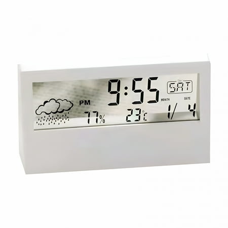 DESIGNICE 2026 New Alarm Clocks for Bedrooms with Battery Backup,Auto Set Digital Clock with Date and Day of Week,Indoor Temperature Humidity,Moon Phase,Dimmer,Auto Dst,Usb Port