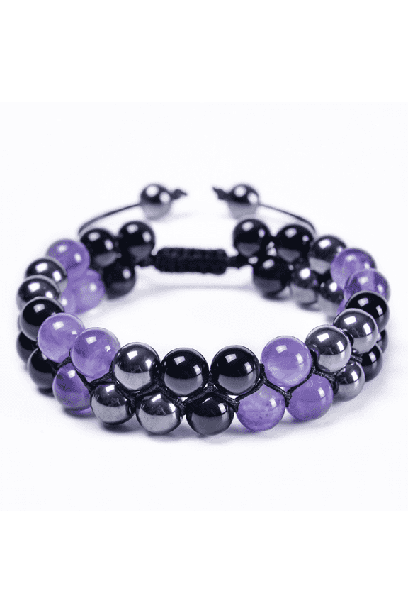 2026 New Amethyst Bracelet Men'S and Women'S Crystal Bracelets Mens Beaded Bracelets Hematite and Black Obsidian Bracelet Charms for Casual Party Gift Everyday Style 1
