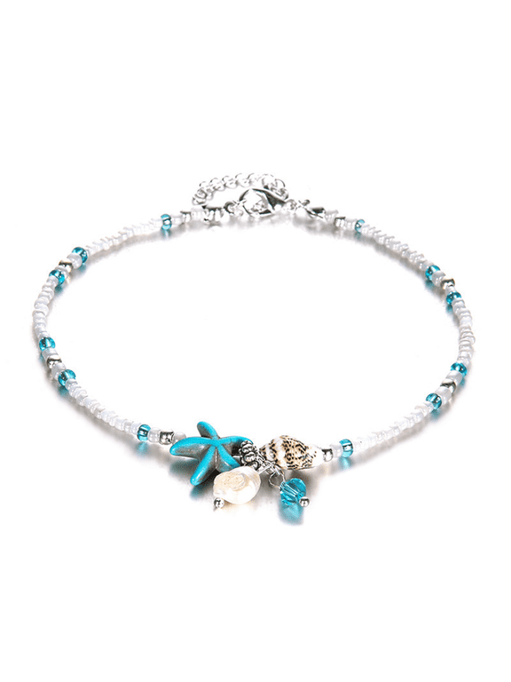 2026 New Ankle Bracelets for Women Ankle Bracelet Kids Bracelets Blue Starfish Adjustable Rosary Beads for Beach,Party,Casual,Festival Blue