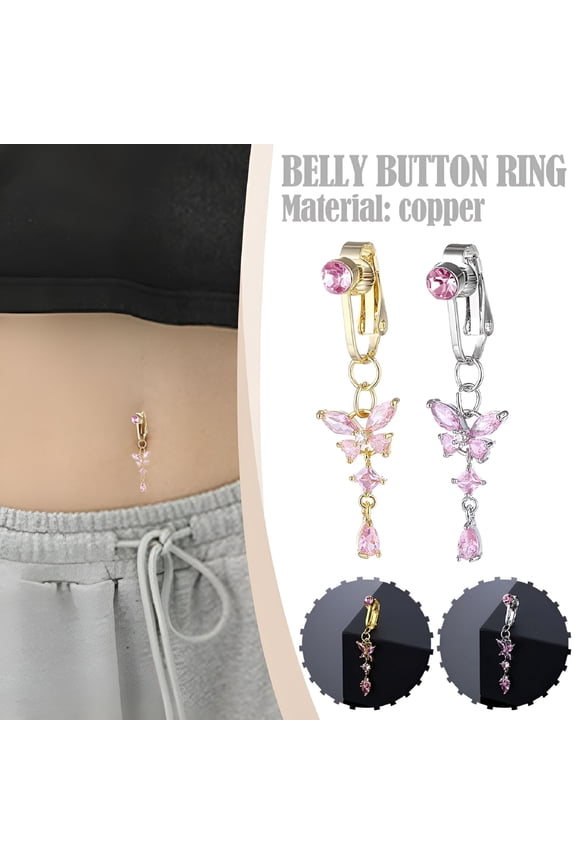 2026 New Belly Button Rings Clip on Non-Piercing Fake Septum Nose Fake Belly Button Piercing for Party, Festival, Beach, Daily Wear