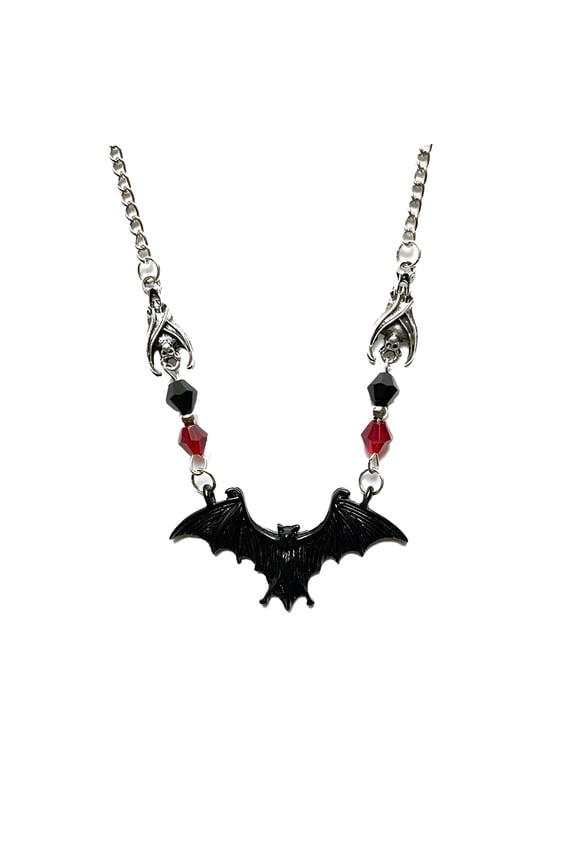 2026 New Black Bat Necklace Gothic Necklace Chain for Women Halloween Theme Gift Pendant Initial Necklace Clavicle Chain Street Necklace Y Necklace for Women Trend for Men and Necklace