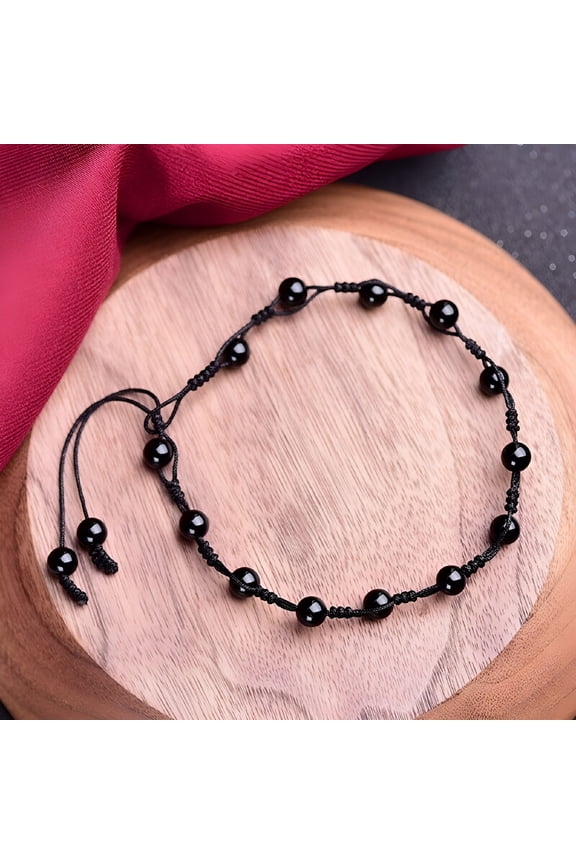 2026 New Black Obsidian Beads Healing Reiki Protection Women Anklet Bracelet Gift for Casual,Party,Beach,Travel,Date