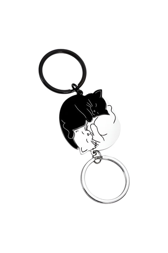 2026 New Black and White Cat Keychain Key Fob Keychains Matching Cat Keychain Cat Keyhook Cat Key Holder Cute Keychain for Keys, Backpacks, Purses, Gifts, Daily Use
