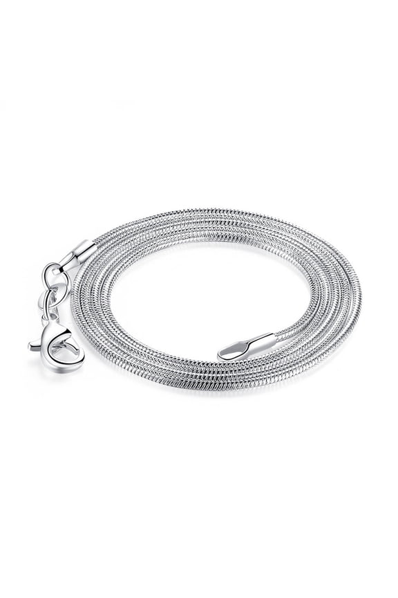 2026 New Box Chain Necklace 1Mm Snake Chain Silver Jewelry Copper Plated with 925 Silver for Daily Party Silver Necklace for Women 24 Inches