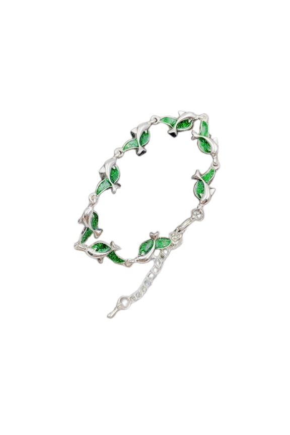 2026 New Bracelet Opal Inspired Colorful Charm Bracelet Ocean Inspired Dolphin Bracelets Green for Beach Trips Ocean Lovers Summer Outings Casual Wear.