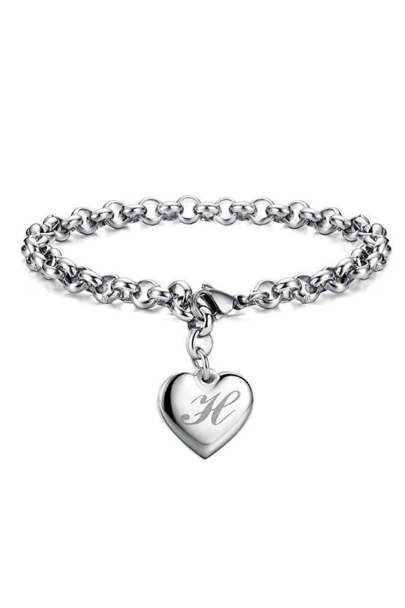 2026 New Bracelets for Women Fashionable Heart Bracelet for Women Alphabet Charm Bracelet for Teen Girls Style H for Casual Wear Teen Fashion Gifting on Birthdays Special Events