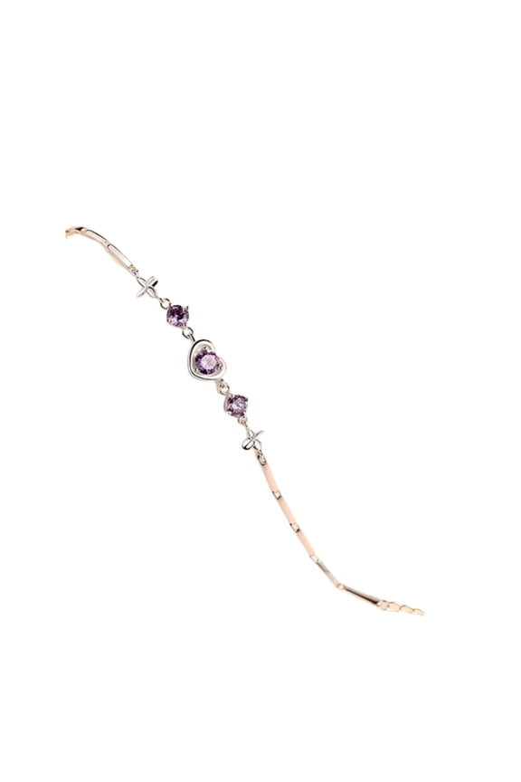 2026 New Bracelets for Women Lucky Clover Heart Bracelet Jewelry for Women Elegant Birthday Gifts for Women for Casual Party Gift Purple