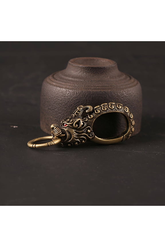 2026 New Car Key Chain Zodiac Dragon Car Keychain Lucky Charm Keychain Rings for Car House Brown