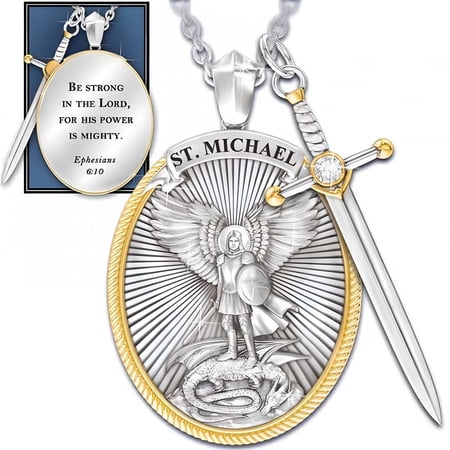 DESIGNICE 2026 New Catholic Patron Saint Pendant St. Michael the Archangel Pendant Necklace for Spiritual Protection, Faith, Devotion, Religious Ceremonies, Everyday Wear.