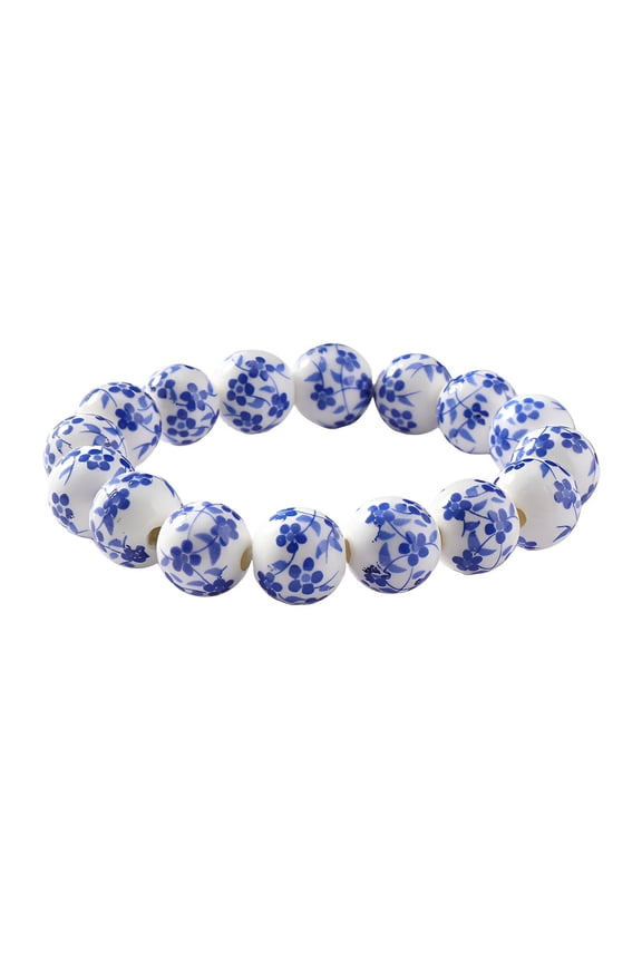2026 New Ceramic Beads Bracelet,Exquisite Craftsmanship Ceramics Wrist Bracelet,Sticker Bead Design Jewelry Hand Chain,Blue2