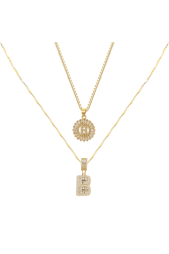 2026 New Chunky Letter Necklaces for Women Beautifully Inlaid with Zircon Small Initial Necklace Dazzling Custom Chains for Party Daily Wear Gift Gold Styleb