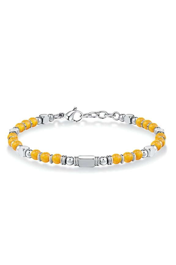 2026 New Citrine Bracelet, Silver Bead String, Adjustable Chain Bracelet, Matte Square Bead Bracelet for Casual, Party, Gift, Daily Wear, Festival