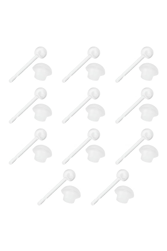2026 New Clear Piercing Jewelry Plastic Earrings for Sensitive Ears Round Ball Style 5 Pairs for Everyday Wear, Casual Outfits, Sensitive Ears, Minimalistic Style, Gifts.