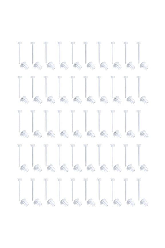 2026 New Clear Stud Earrings Plastic Earrings with Silicone Back Post Clear Earrings for Sports for Sports,Workout,Swimming,Casual,Travel 50 Pieces