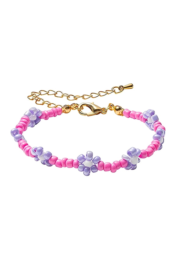 2026 New Colorful Daisy Flower Bead Bracelets Set Handmade Beaded Flower Bracelets Anklets Boho Beach Summer Braided String Aesthetic Kidcore Jewelry for Women Teen Girls