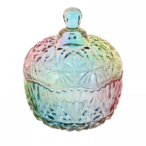 DESIGNICE 2026 New Colorful Glass Storage Jar,Candy Jar with Lid,Cookie Jar,For Kitchen Counter,Pantry,Decorative Jar Iridescent Candy Jars Jewelry Box for Wedding,Party,Buffet Decorative