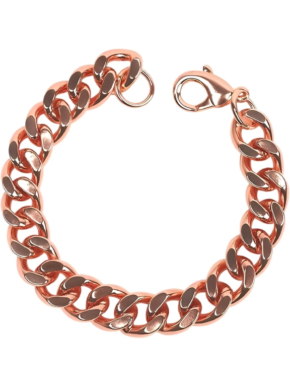 2026 New Copper Bracelets for Men, 9 Inch Long Link Bracelet, Pure Plated Copper Wide Chain, Solid Color for Men, Health Jewelry, 1.2Cm (0.5") Widest Design